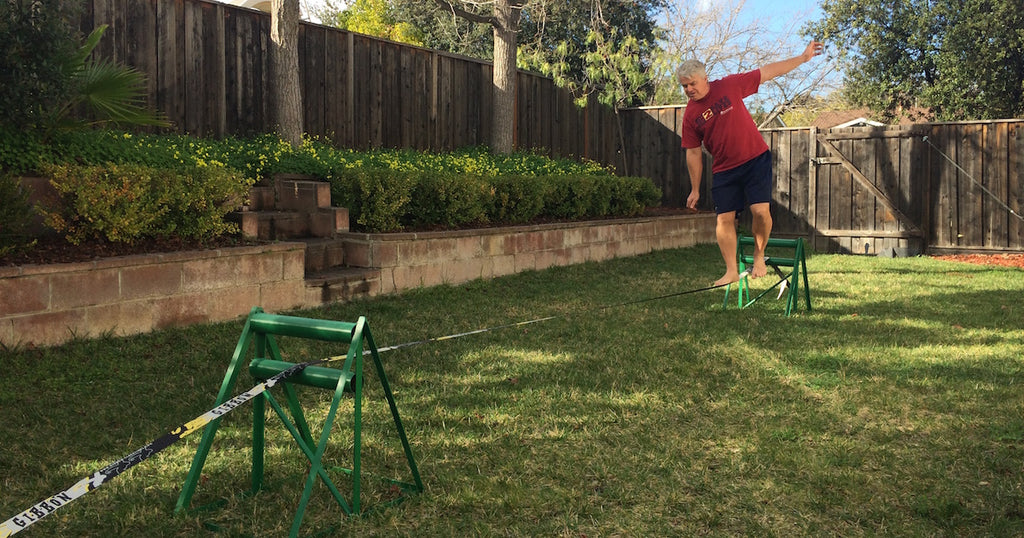 How to Set Up A Slackline with No Trees (Just Lawn)