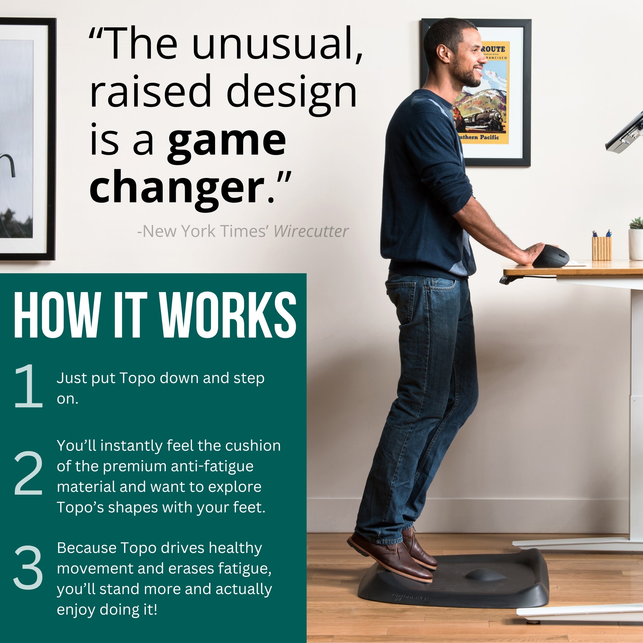 Topo Not-Flat Standing Desk Mat | The Anti-Fatigue Mat with