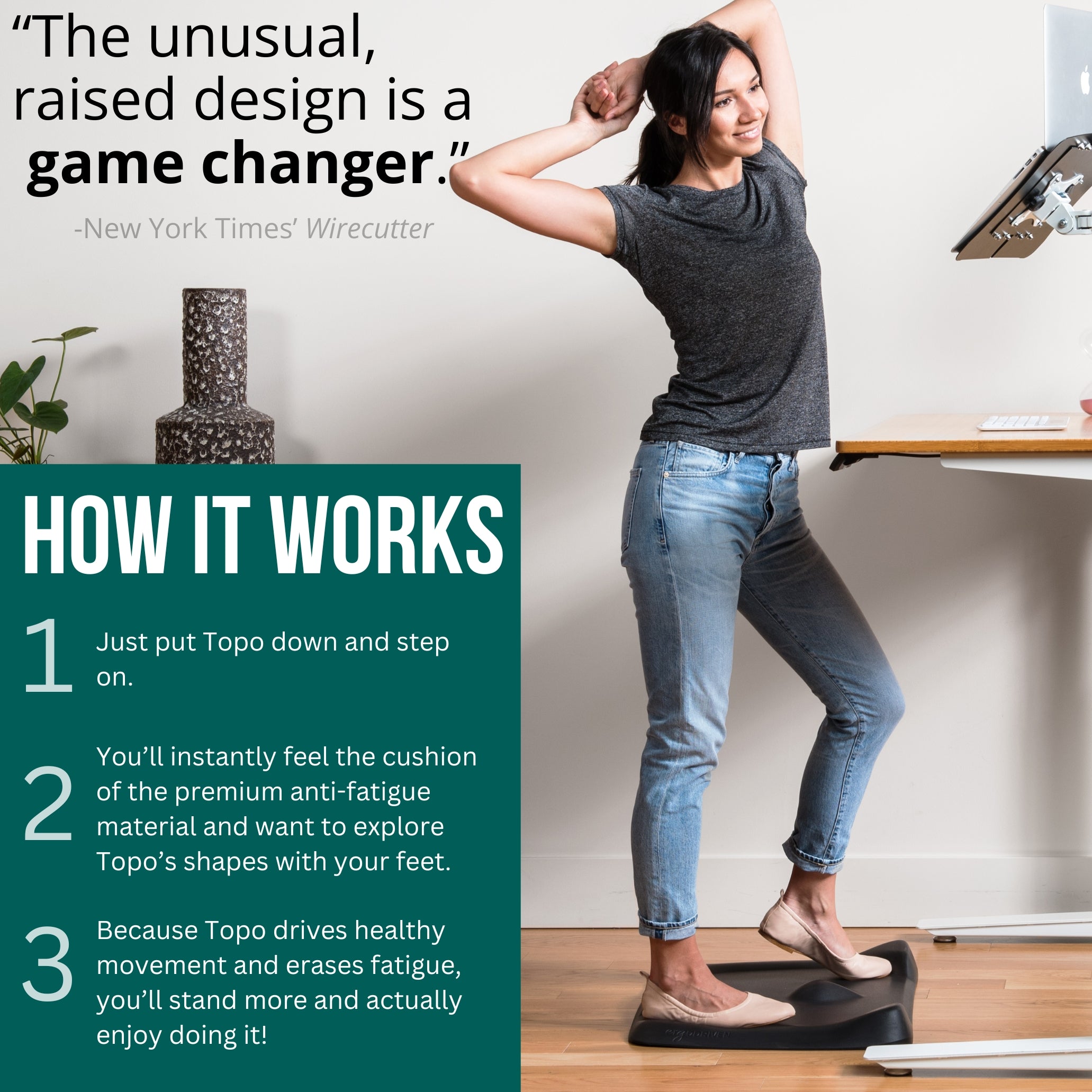 Topo Not-Flat Standing Desk Mat | The Anti-Fatigue Mat with