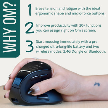 Om Ergonomic Mouse with Screen | Wireless Vertical Handshake Mouse ...